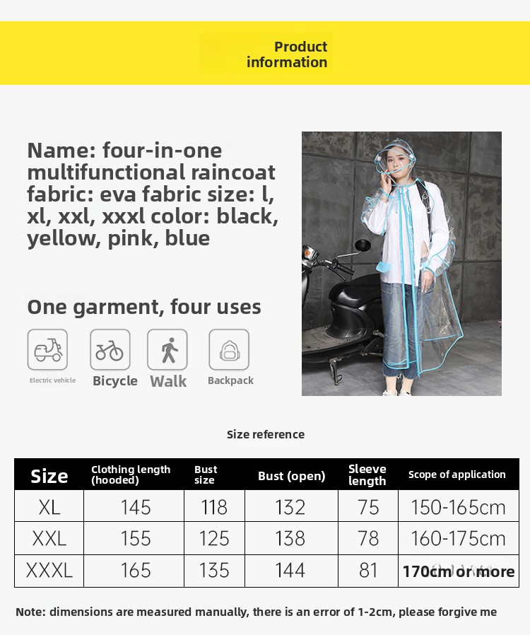 Transparent EVA Rain Poncho Ho - đánh giá và giá Cycling Commute Rain